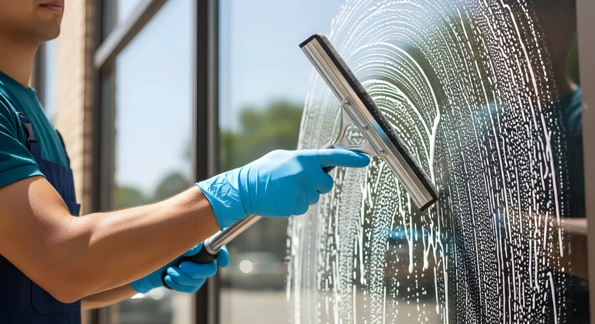 Wiping mirrors in the afternoon